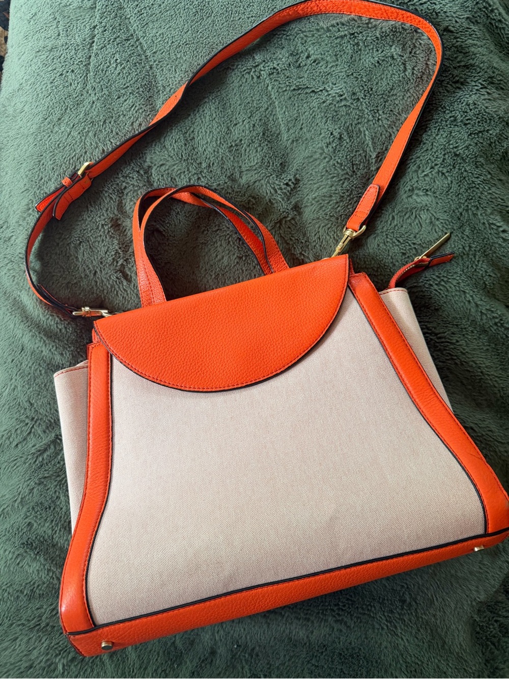 kate spade RARE/Discontinued Saturday Orange Leather/fabric Handbag